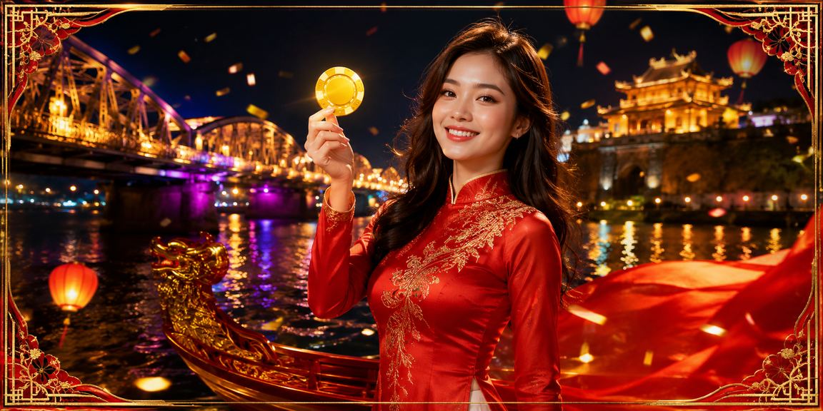 Người dùng nhận hoàn tiền cashback tại Huế với trang phục áo dài truyền thống